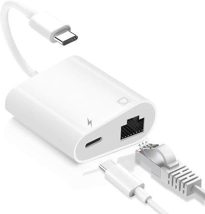 USB C to Ethernet Adapter, 2-in-1 USB C to RJ45 Ethernet Adapter by MTIQHS