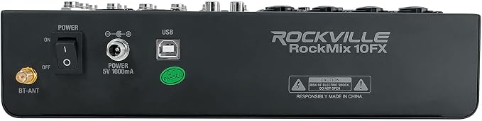 Rockville ROCKMIX 10FX 10-Channel Mixer, USB Recording Interface, Digital - Image 5