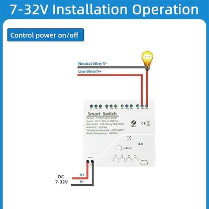 Zigbee Temperature Monitor Controller, 4 Channel 12V Tuya app Remote Dry - Image 3