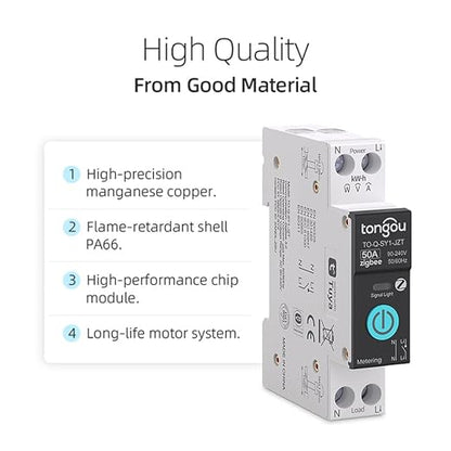 TONGOU ZigBee DIY Smart Switch 50A| DIN Rail Switch| 1P+N 90-240VAC| Real-time - Image 5