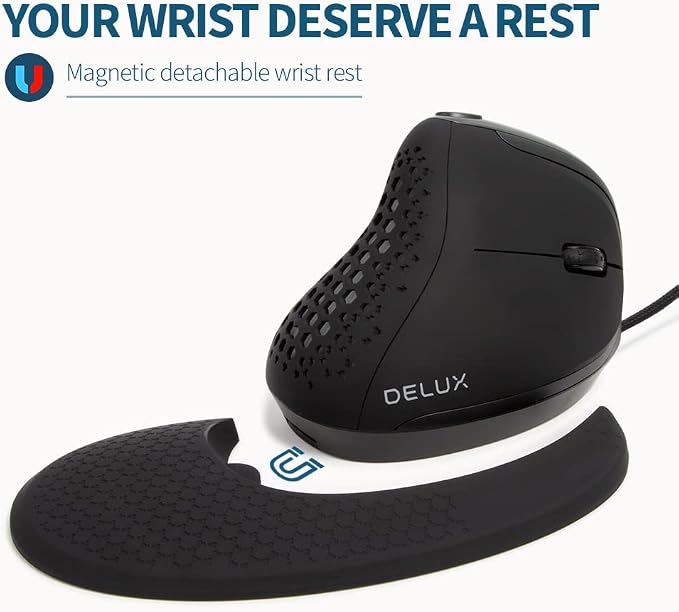 DeLUX Seeker Wired Ergonomic Vertical Mouse - Image 6