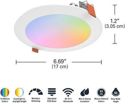 HALO HLB6099WZRGBWMWR 6” Smart Wi-Fi Slim Canless LED Downlight Powered by WiZ - Image 3