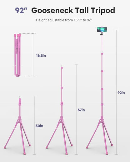 Aureday Phone Tripod, Remote and Phone Holder, Overhead & Selfie Stick - Image 5