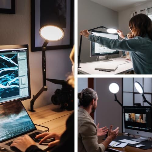 LUME CUBE Edge Light 2.0 LED Black Desk Lamp | Dimmable Home Office Desk Light - Image 2