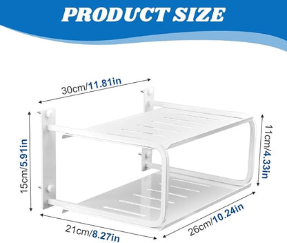 Tookie 2 Layers Projector Shelf, Wall Mount Double Floating Shelf Under TV - Image 3