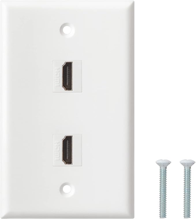 HDMI Wall Plate, 2 Port 4K HDMI Keystone Female to Female Wall Plate-White by BNPUHIU