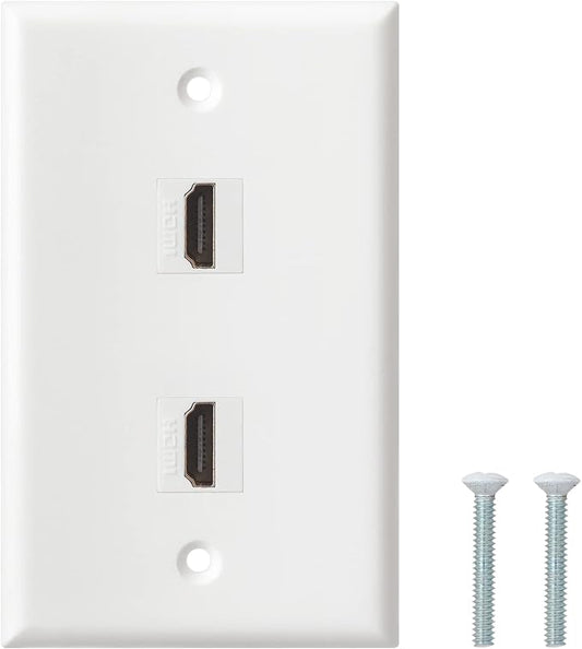 HDMI Wall Plate, 2 Port 4K HDMI Keystone Female to Female Wall Plate-White by BNPUHIU