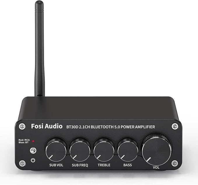 Fosi Audio BT30D Bluetooth 5.0 Stereo Audio Receiver Amplifier 2.1 Channel Mini by FosiAudio