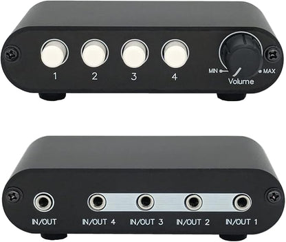 4-Way 3.5mm Stereo Audio Switch Input Signal Source Switcher Selector Splitter by TENEALAY