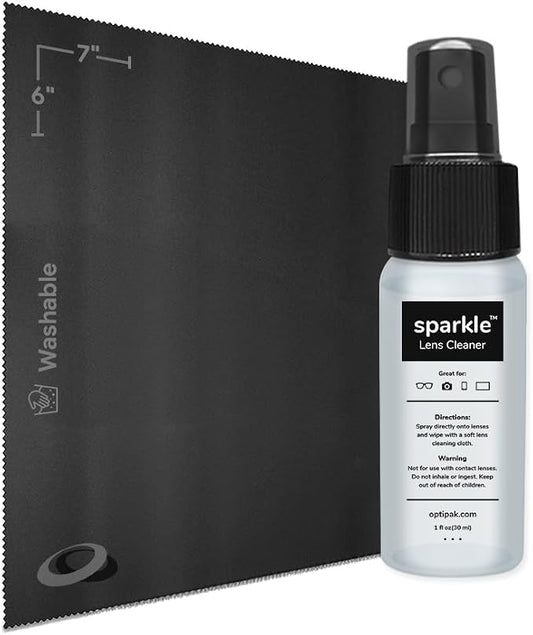 Sparkle Anti-Reflective Lens Cleaner Spray kit | 1oz Glasses Cleaner Spray + by OPTIPAK