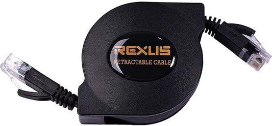 REXUS Retractable Cat 6 Flat Ethernet Network Cable 6.6 FT, 10 Gigabit High by REXUS