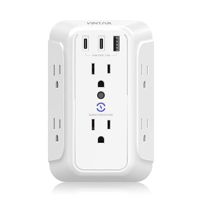 Surge Protector Outlet Extender, VINTAR 6 Outlet Splitter by VINTAR