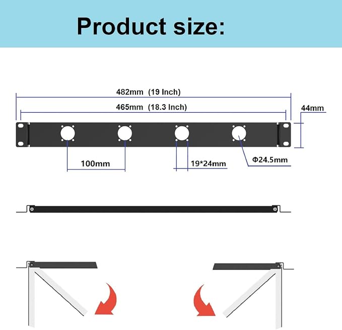 1U Hinged 4D Rack Panel 4 D-Series XLR HDMI Audio Rack Mount Panel - Image 2