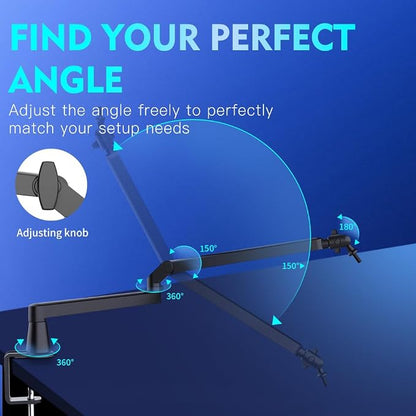 Low Profile Mic Arm 15cm Extra Riser Adjustable Mic Boom Arm Metal Desk Mounted - Image 5
