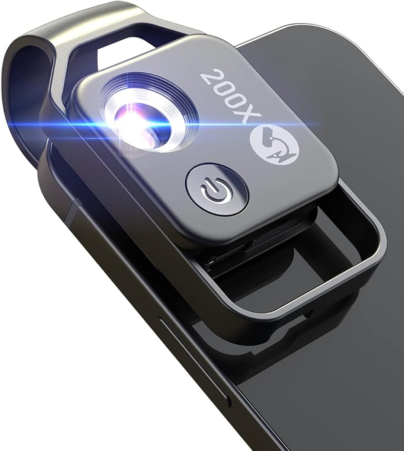 Phone Microscope with CPL Lens/LED Light, Nano Zoom 200X Pocket Microscope by MIAOLAB