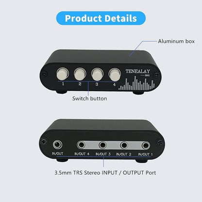 4 in 1 Out / 1 in 4 Out AUX 3.5mm Stereo Audio Input Signal Source Switcher - Image 4