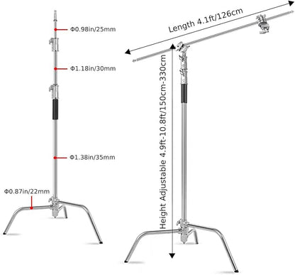 Heavy Duty C Stand with Boom Arm, Stainless Steel Heavy Duty Photography Light - Image 3