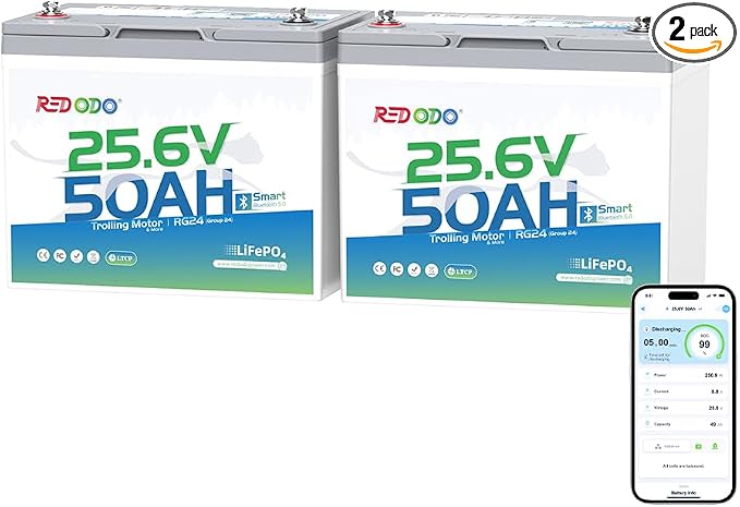 Redodo Bluetooth 24V 50Ah TM Low-Temp LiFePO4 Battery, Smart Lithium Battery by PrimeDayRedodoSaveup55