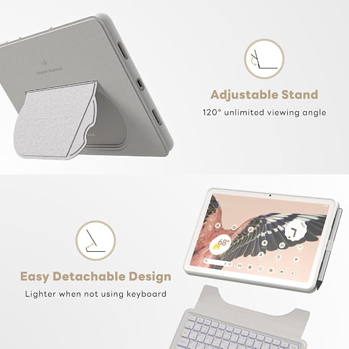EIP Magnetix Keyboard Case for Google Pixel Tablet 11 inch, Adjustable Viewing - Image 3
