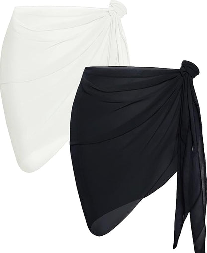 CHICGAL 2 Pieces Women Beach Sarong Bathing Suit Wrap Skirt Sheer Bikini by CHICGAL