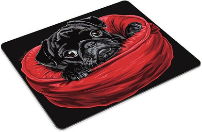 Square Mouse Pad Cartoon Black Bulldog-1, Gaming Mouse Pads - Image 2