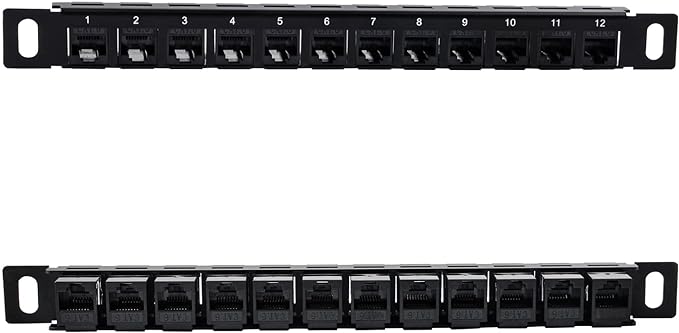 GeeekPi 12 Port Patch Panel, 10inch 0.5U CAT6 Network Patch Panel - Image 3