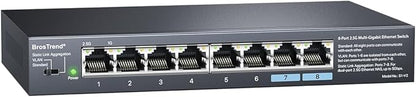 BrosTrend 2.5Gb Switch, Unmanaged 8 Port Ethernet Switch 2.5 Gigabit Supports by BrosTrend