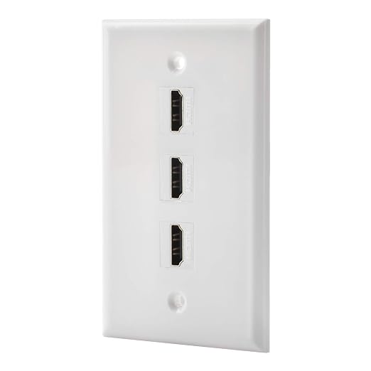 3 Port HDMI Female to Female Wall Plate in White by LULOSK