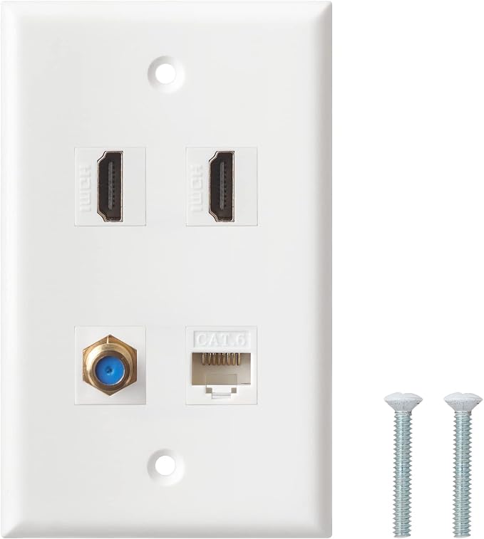 HDMI Coax Ethernet Wall Plate, 2 Port 4K HDMI Keystone, 1 Port Coax Keystone by BNPUHIU