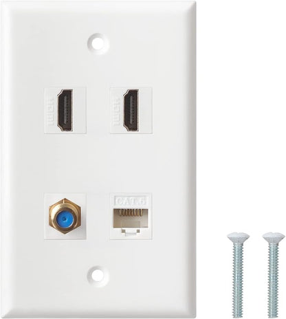 HDMI Coax Ethernet Wall Plate, 2 Port 4K HDMI Keystone, 1 Port Coax Keystone by BNPUHIU