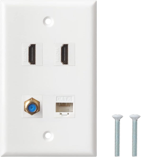 HDMI Coax Ethernet Wall Plate, 2 Port 4K HDMI Keystone, 1 Port Coax Keystone by BNPUHIU
