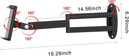 Tablet Wall Mount with Adjustable Long Arm Hinge 360° Swivel Bracket - Image 3