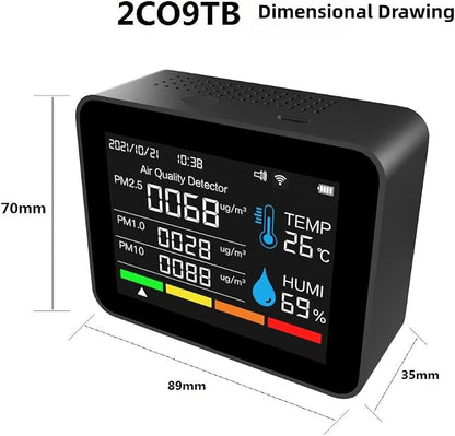 2CO9TB Smart WiFi Air Quality Monitor, Air Dust PM2.5 PM1.0 PM10 and Thermometer - Image 7