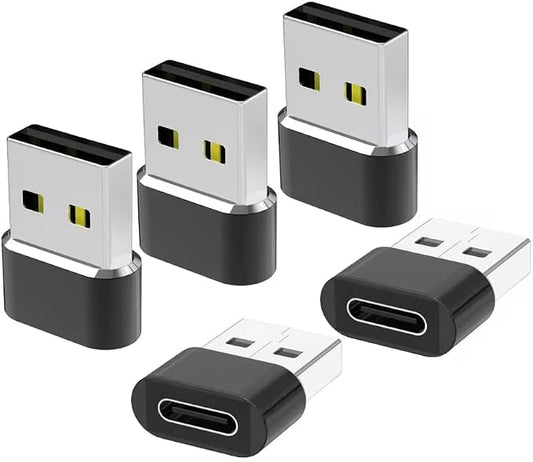 USB C to USB Adaptor 5 Pack, USB to USB C Adapter, Type C Male to A Female by EYEZING