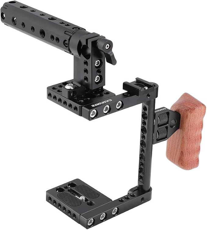 CAMVATE DSLR Camera Cage Top Handle Wood Grip Compatible - Image 4