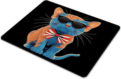Square Mouse Pad Cat with Patriotic Hat and Glasses-1, Gaming Mouse Pads - Image 6