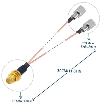 RP SMA Female to Dual TS9 Male Right Angle Connector RF Coax Cable RP SMA - Image 6
