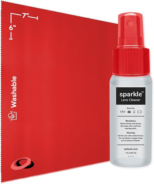 Sparkle Anti-Reflective Lens Cleaner Spray kit | 1oz Glasses Cleaner Spray + by OPTIPAK