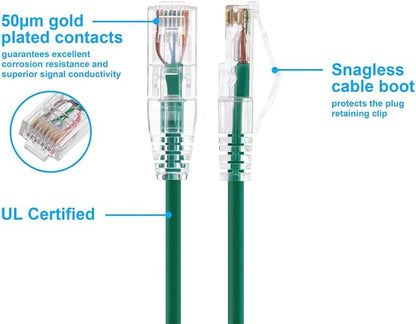 Monoprice Cat6 20ft Green Component Level Patch Cable UTP 28AWG 550MHz Pure - Image 3