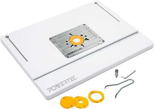 POWERTEC 24" x 32" Benchtop Router Table w/Aluminum Insert Plate – Laminated by POWERTEC