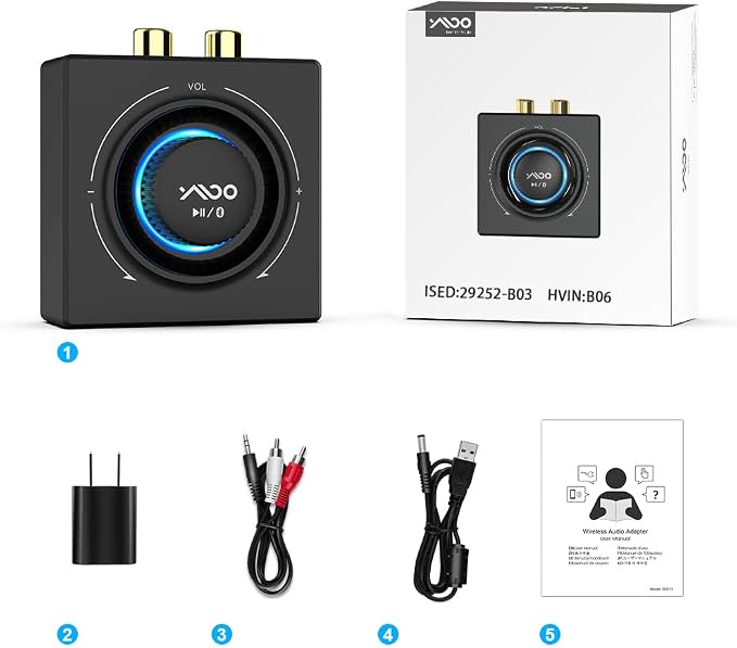 YMOO B06T3 Bluetooth 5.3 Receiver, 100ft RCA Bluetooth Audio Adapter - Image 8