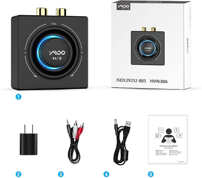 YMOO B06T3 Bluetooth 5.3 Receiver, 100ft RCA Bluetooth Audio Adapter - Image 8