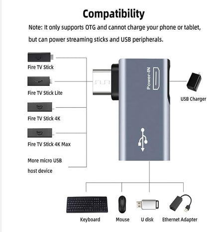 Powered Left & Right Angle USB 2.0 Micro Male to USB Female Host OTG Adapter - Image 5