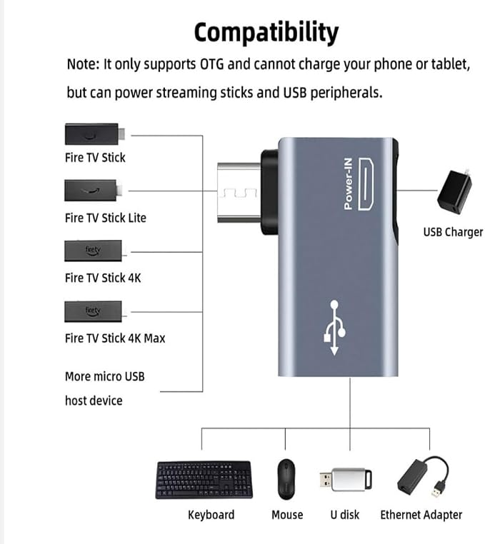 Powered Right Angle USB 2.0 Micro Male to USB Female Host OTG Adapter - Image 5