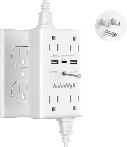 Wall Outlet Extender with Screw, 8 Way Outlets with 1680J Surge Protected by YourBetterchoice
