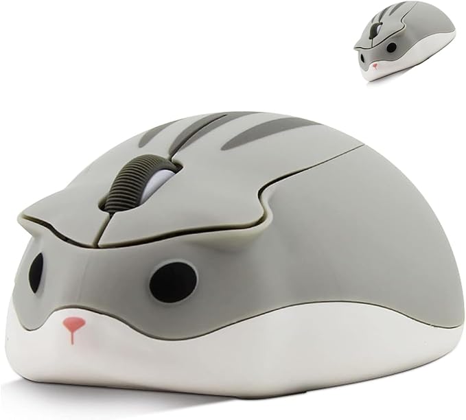 Wireless Mouse Cute Hamster Shape Silent Click Portable Compact Optical 1200DPI by SHARESUNSHINE