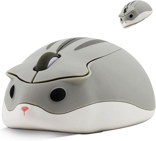 Wireless Mouse Cute Hamster Shape Silent Click Portable Compact Optical 1200DPI by SHARESUNSHINE