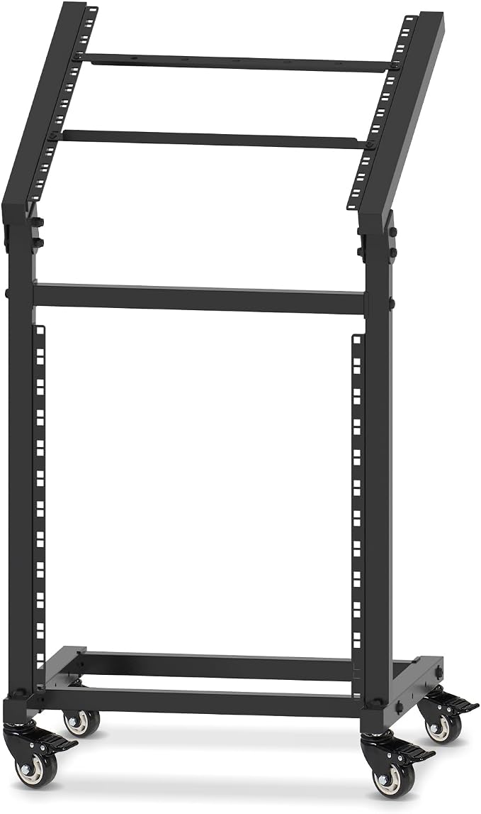 12U DJ Mixer Stand Rack Mount Rolling Stand Stage Cart Adjustable Rack Mount by NiuNyuNeu