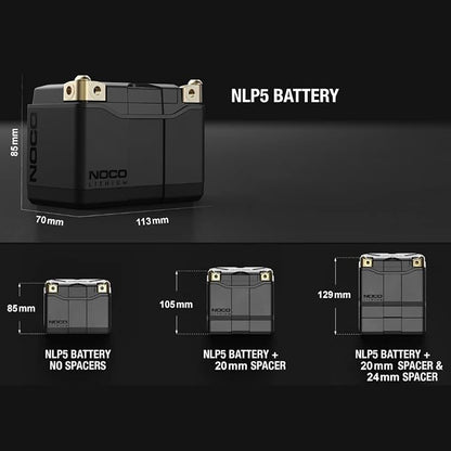 NOCO Lithium NLP5: Ultra-Light 12V Lithium Powersport Battery – Group 5 – 2Ah – - Image 2