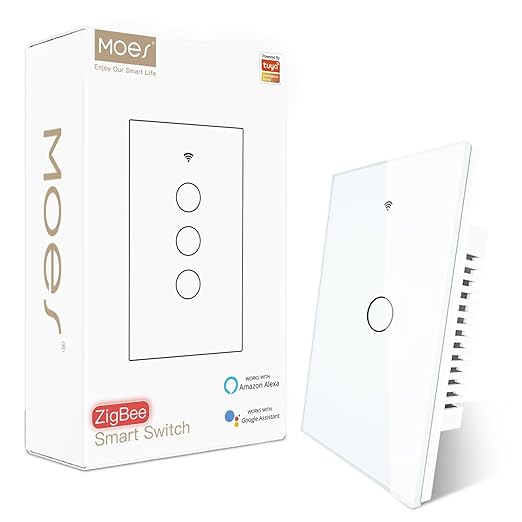 MOES Zigbee Smart Switch 1 Gang, Require MOES Zigbee Hub and Neutral Wire by MOES